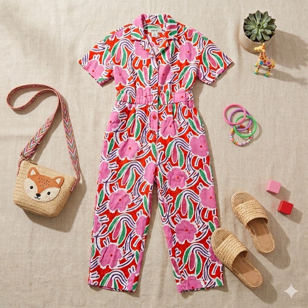 Diane von Furstenberg Jumpsuit Kids M(8) Pink Floral DVF Target Summer Boho